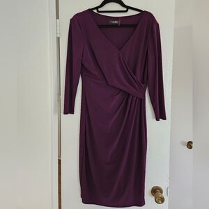 Lauren Ralph Lauren black label purple Faux Wrap Dress Womens medium stretch